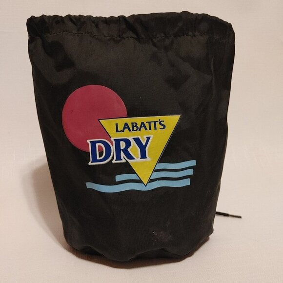 LABATT's DRY BEER Pouch Nylon Drawstring Pouch Black with Retro logo - Picture 1 of 5